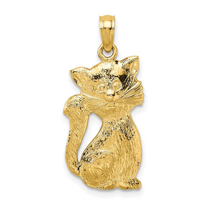 14K Gelbgold Sitzende-Katze-Charm