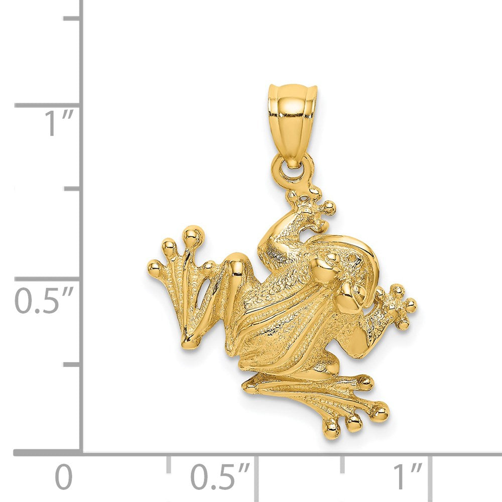 14K Gelbgold 2-D Frosch sitzend Charm