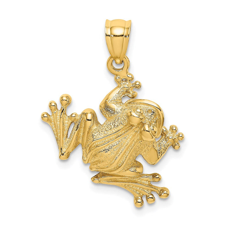 14K Gelbgold 2-D Frosch sitzend Charm