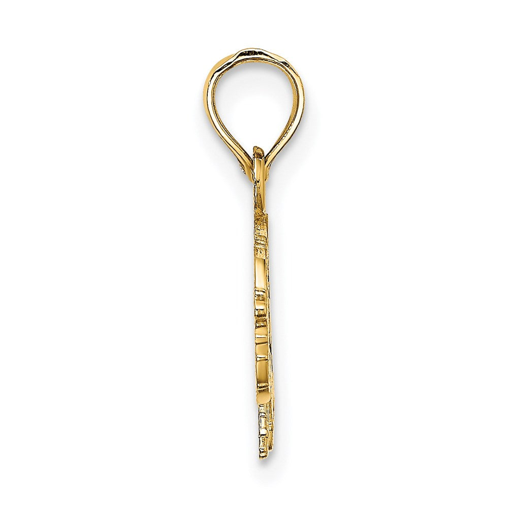 14K Gelbgold Flach Ausgeschnitten Elefant Charm