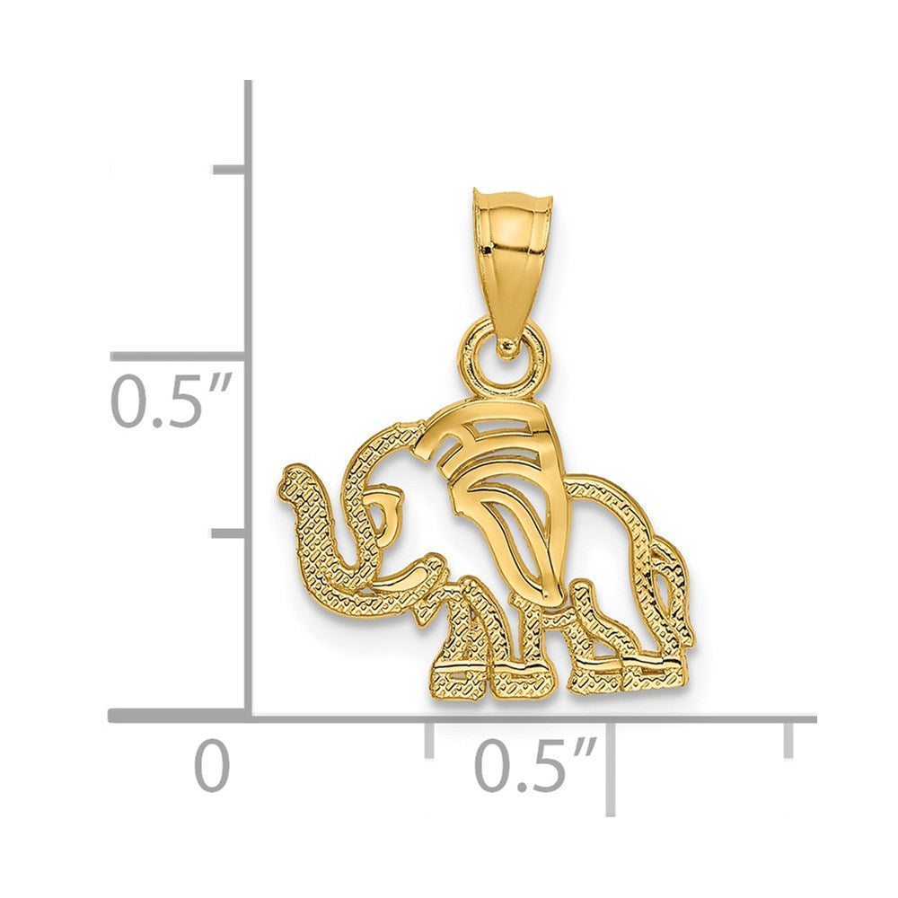 14K Gelbgold Flach Ausgeschnitten Elefant Charm