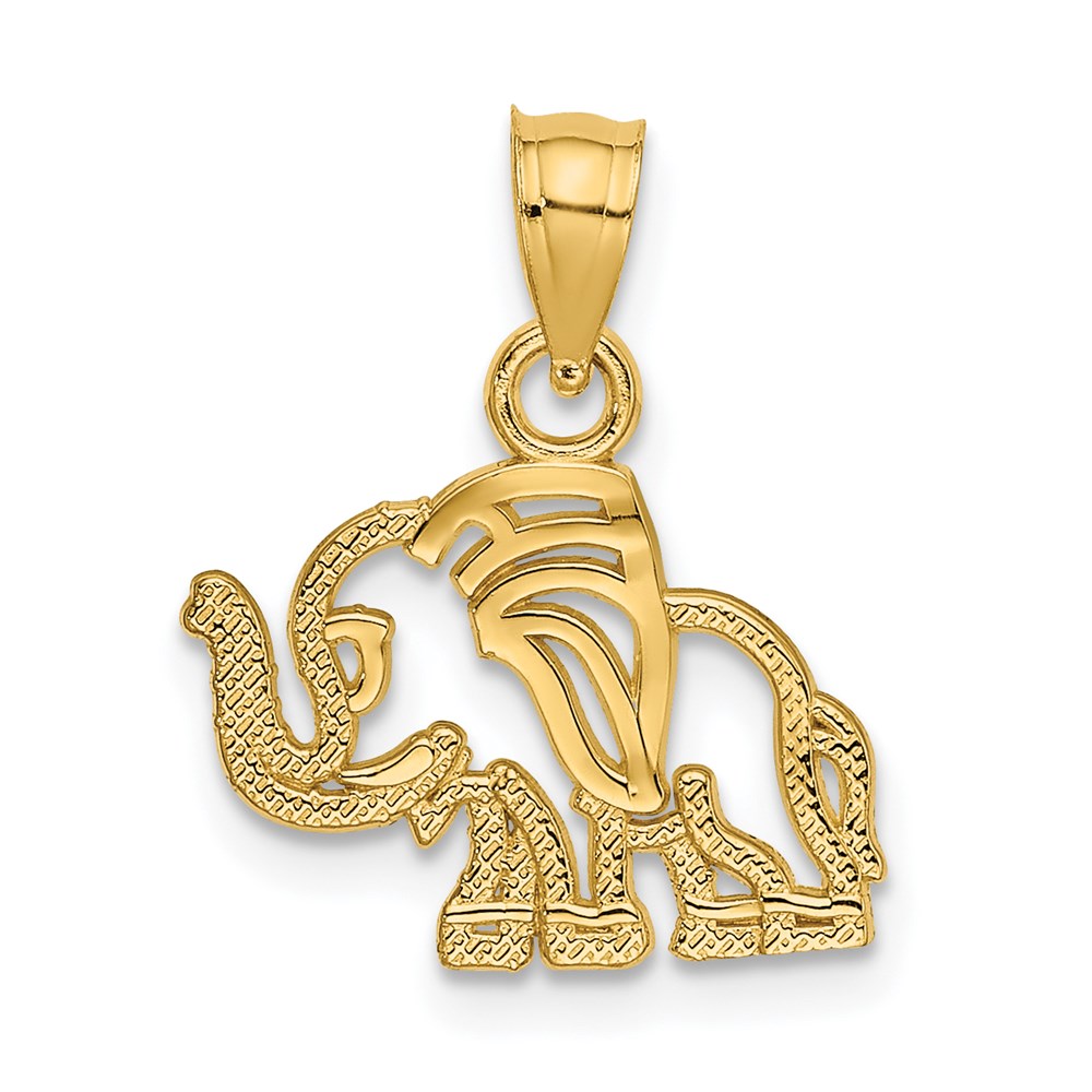 14K Gelbgold Flach Ausgeschnitten Elefant Charm