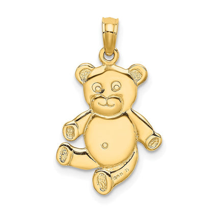 14K Gelbgold Wendbarer Teddybär-Charm