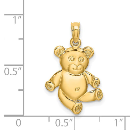 14K Gelbgold Wendbarer Teddybär-Charm