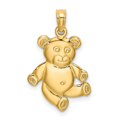 14K Gelbgold Wendbarer Teddybär-Charm