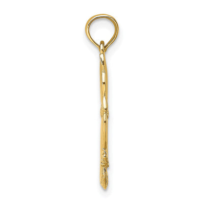 14K Gelbgold 3-d Poliert und Schleife Sitting Katze Charm