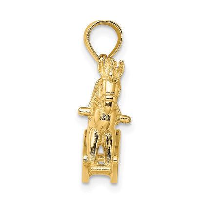 14K Gelbgold 3-D verspielter Schaukelpferd-Charm