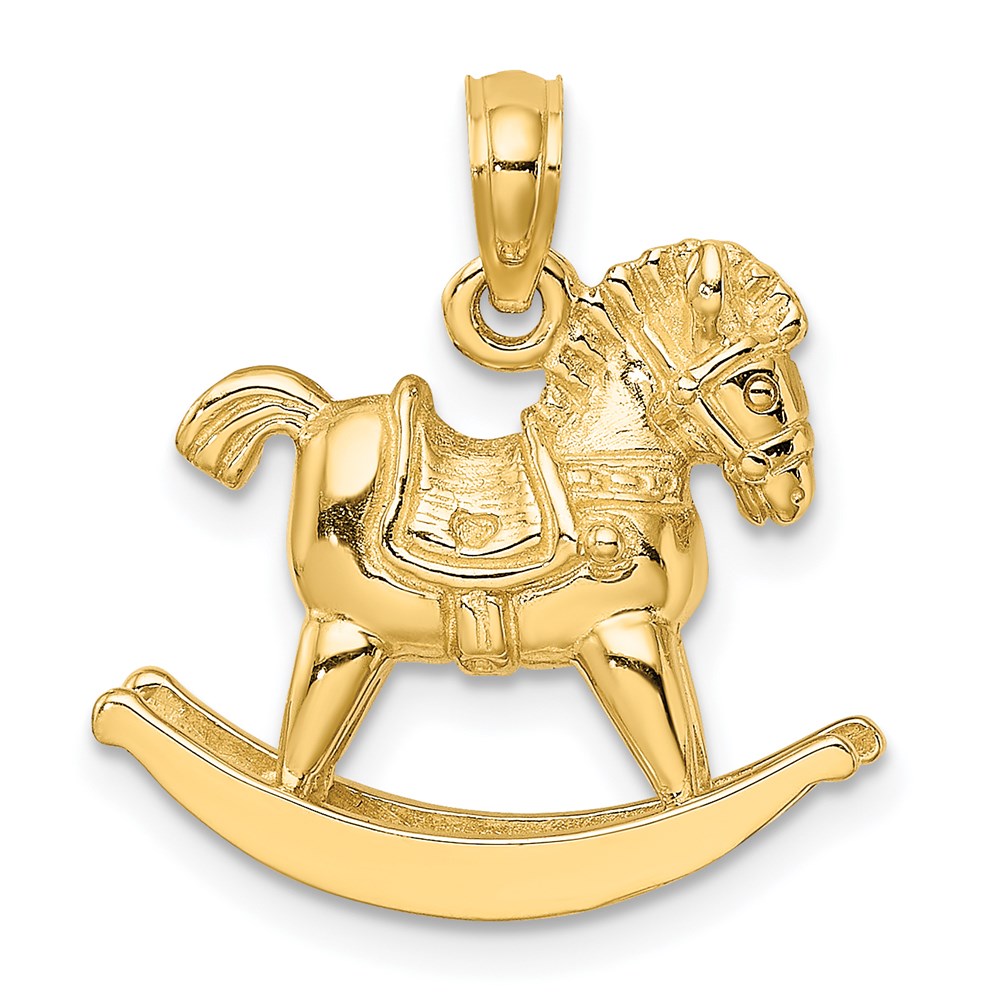14K Gelbgold 3-D verspielter Schaukelpferd-Charm