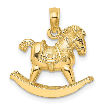 14K Gelbgold 3-D verspielter Schaukelpferd-Charm