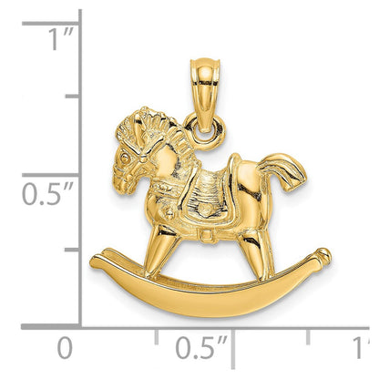14K Gelbgold 3-D verspielter Schaukelpferd-Charm