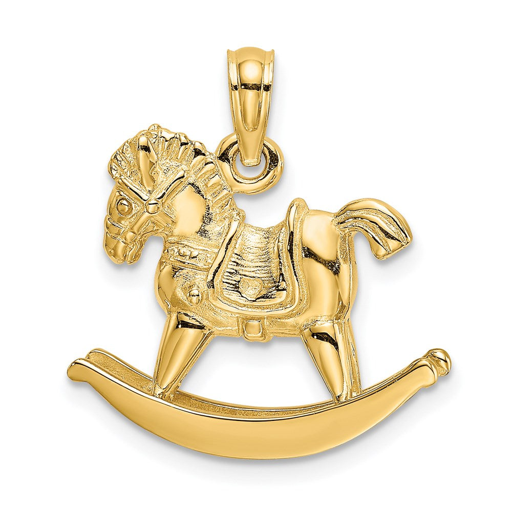 14K Gelbgold 3-D verspielter Schaukelpferd-Charm