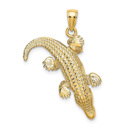 14K Gelbgold 3-D Alligator-Charm mit geschlossenem Maul, groß