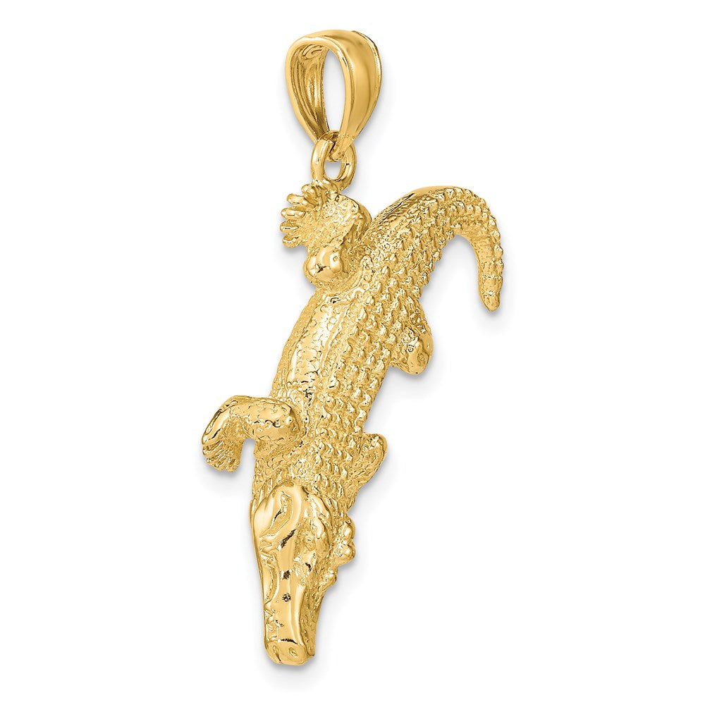 14K Gelbgold 3-D Alligator-Charm mit geschlossenem Maul, groß