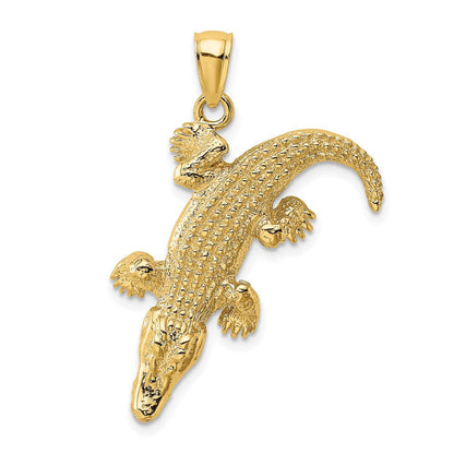 14K Gelbgold 3-D Alligator-Charm mit geschlossenem Maul, groß