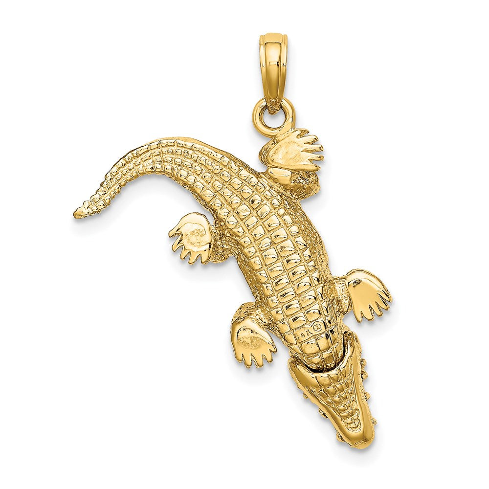 14K Gelbgold 3-D-Alligator-Charm mit beweglichem Maul