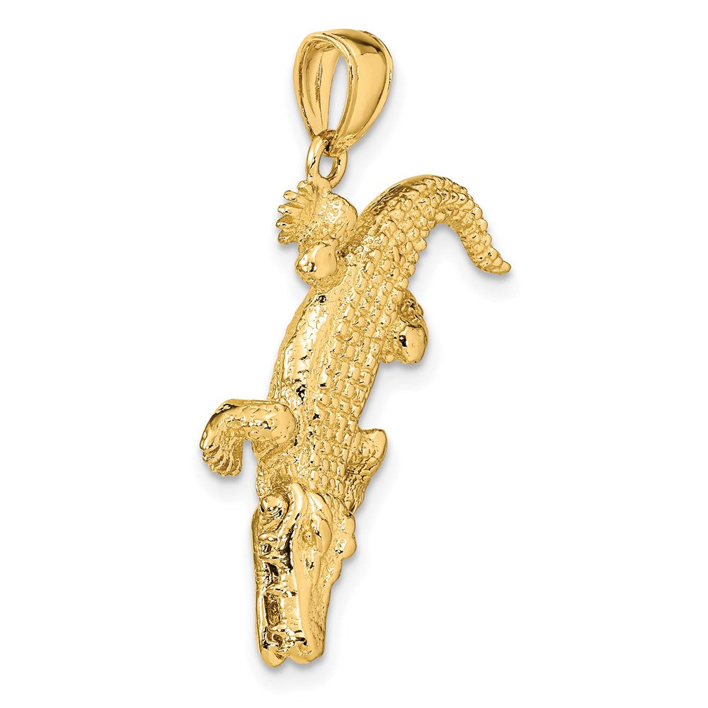 14K Gelbgold 3-D-Alligator-Charm mit beweglichem Maul