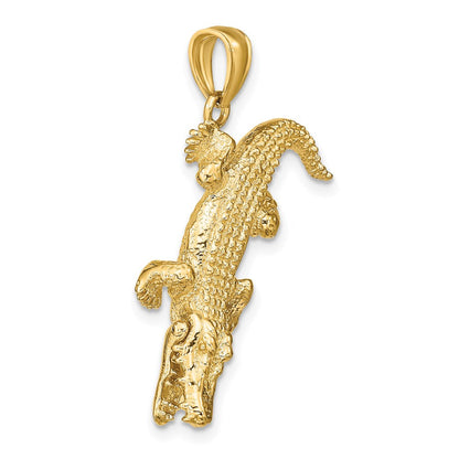 14K Gelbgold 3-D-Alligator-Charm mit beweglichem Maul