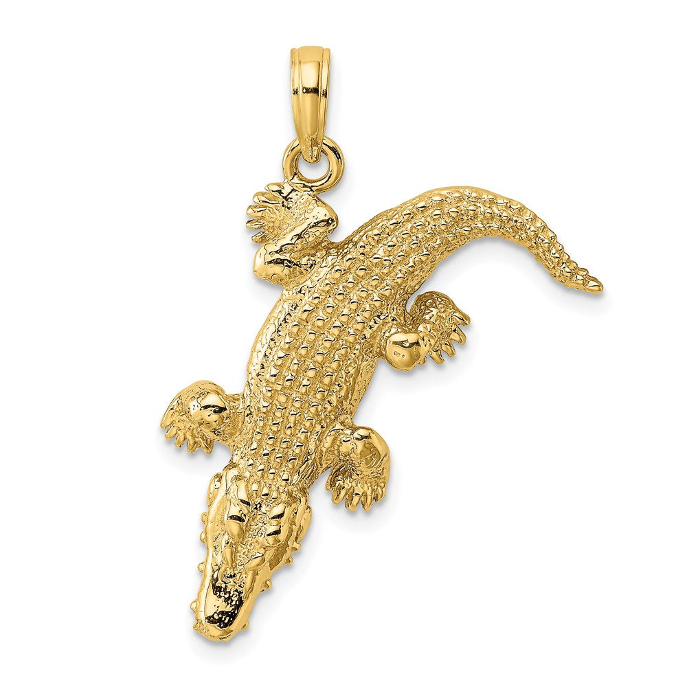 14K Gelbgold 3-D-Alligator-Charm mit beweglichem Maul