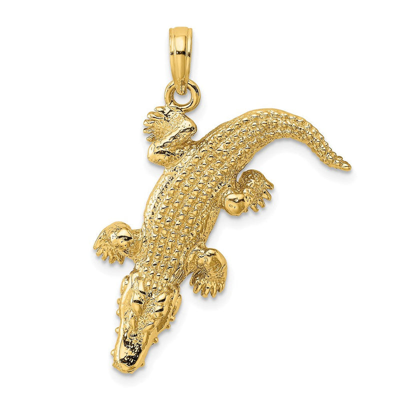 14K Gelbgold 3-D-Alligator-Charm mit beweglichem Maul