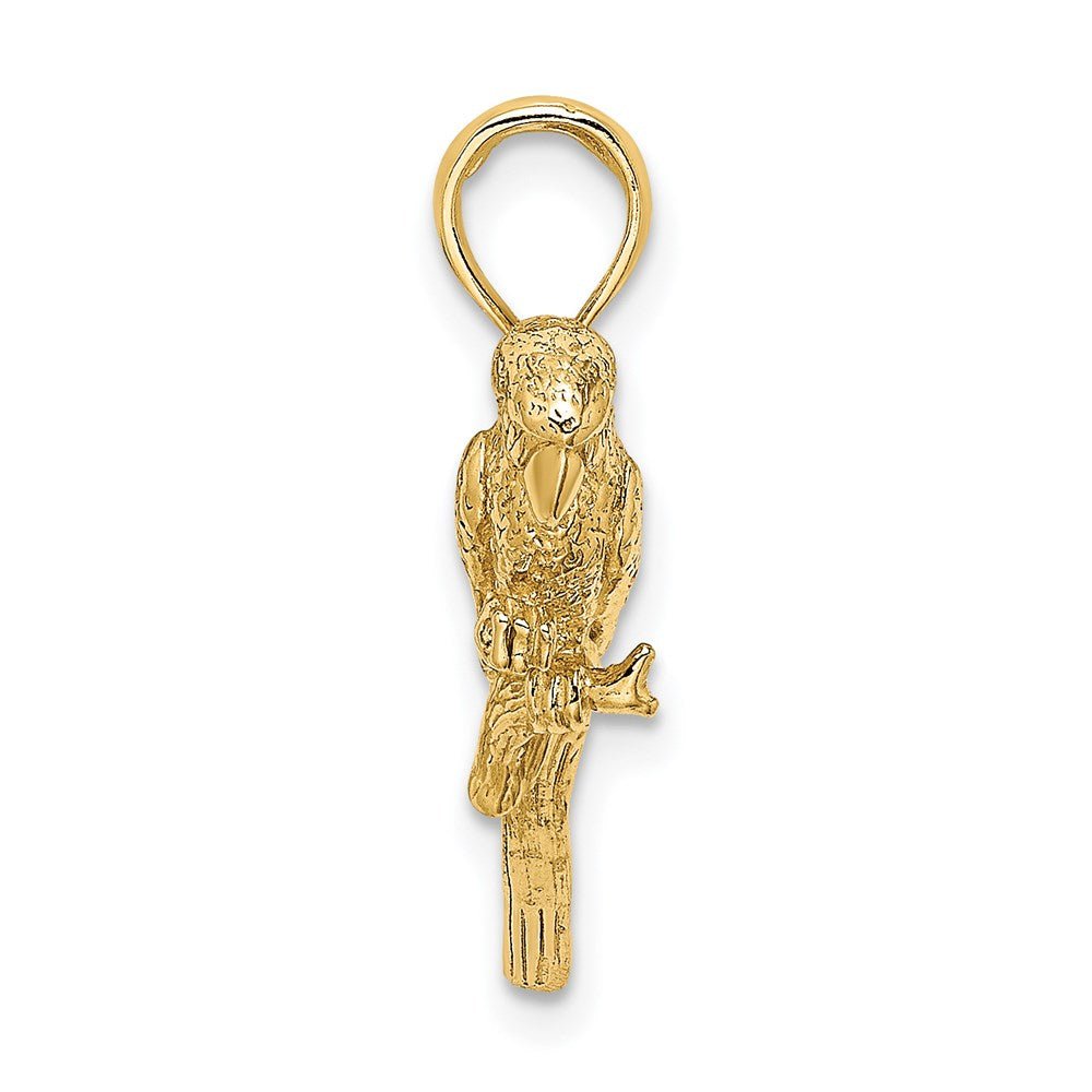 14K Gelbgold 3-D-Papagei-Charm