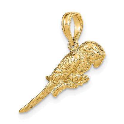 14K Gelbgold 3-D-Papagei-Charm