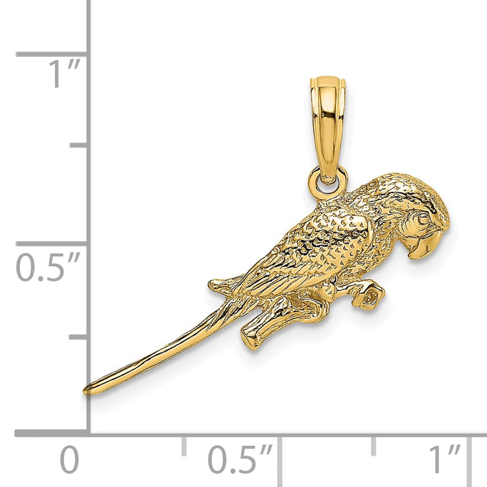 14K Gelbgold 3-D-Papagei-Charm