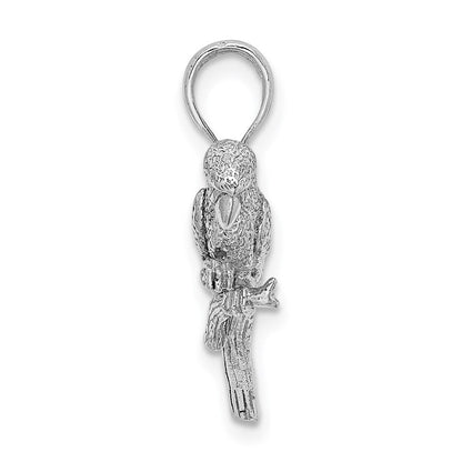 14K Weißgold 3-D Papagei-Charm