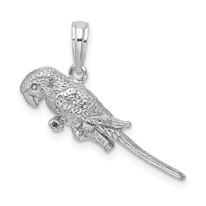 14K Weißgold 3-D Papagei-Charm