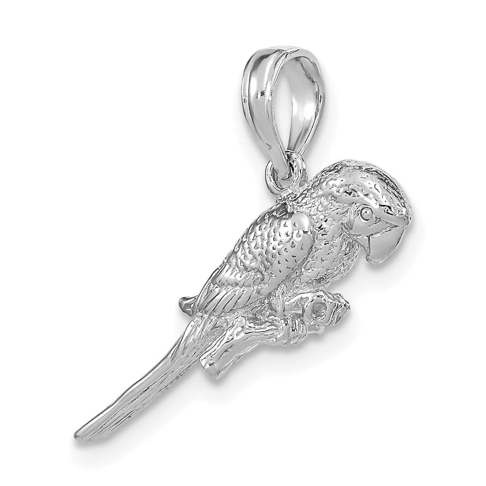 14K Weißgold 3-D Papagei-Charm