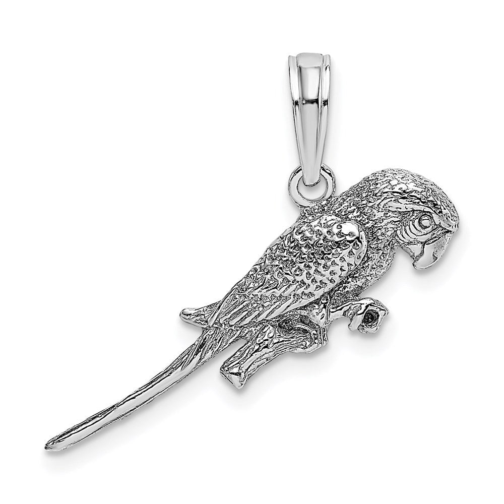 14K Weißgold 3-D Papagei-Charm