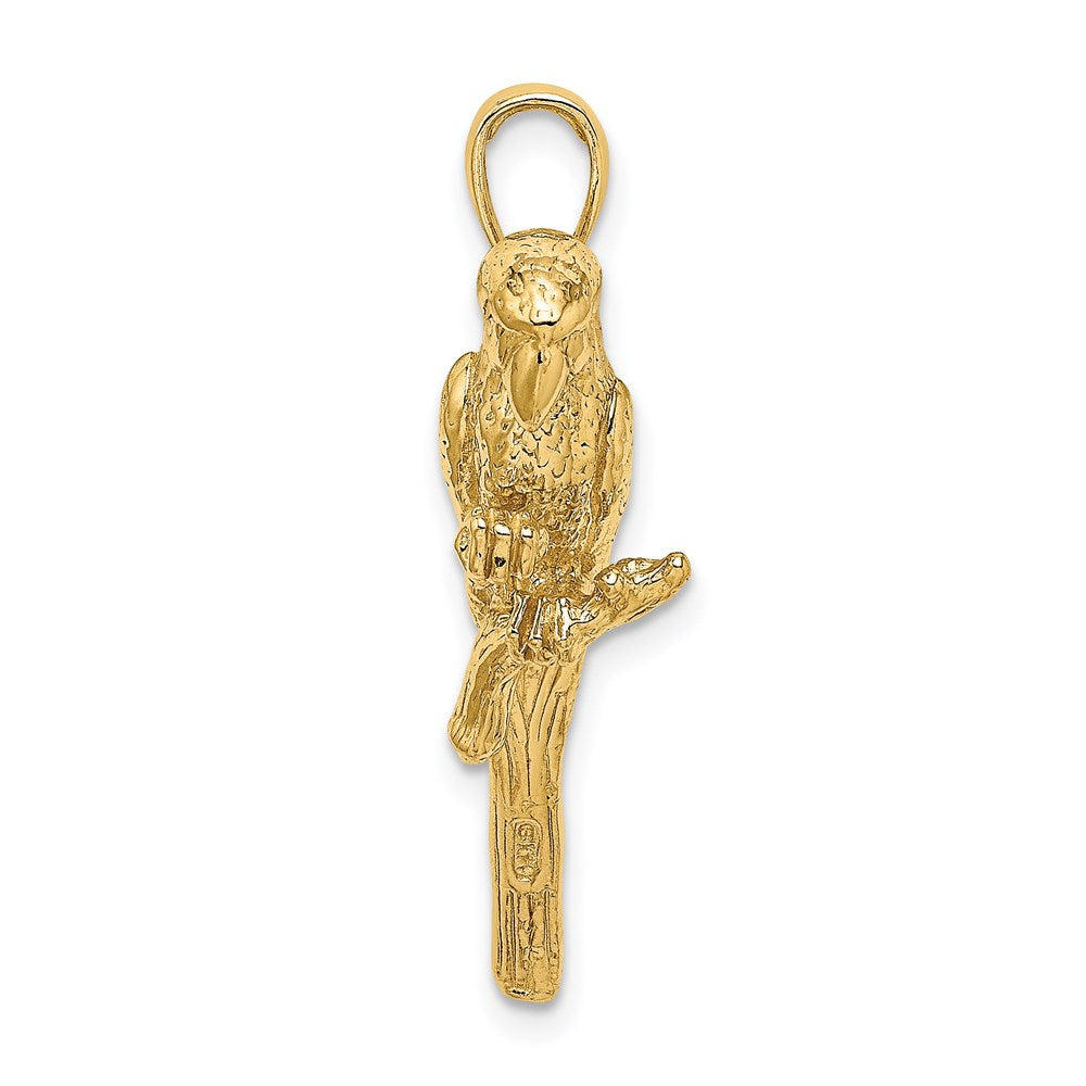 14K Gelbgold 3-D-Papagei-Charm