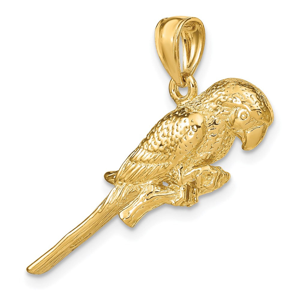 14K Gelbgold 3-D-Papagei-Charm