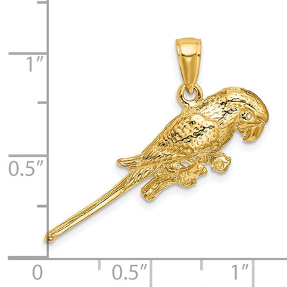 14K Gelbgold 3-D-Papagei-Charm