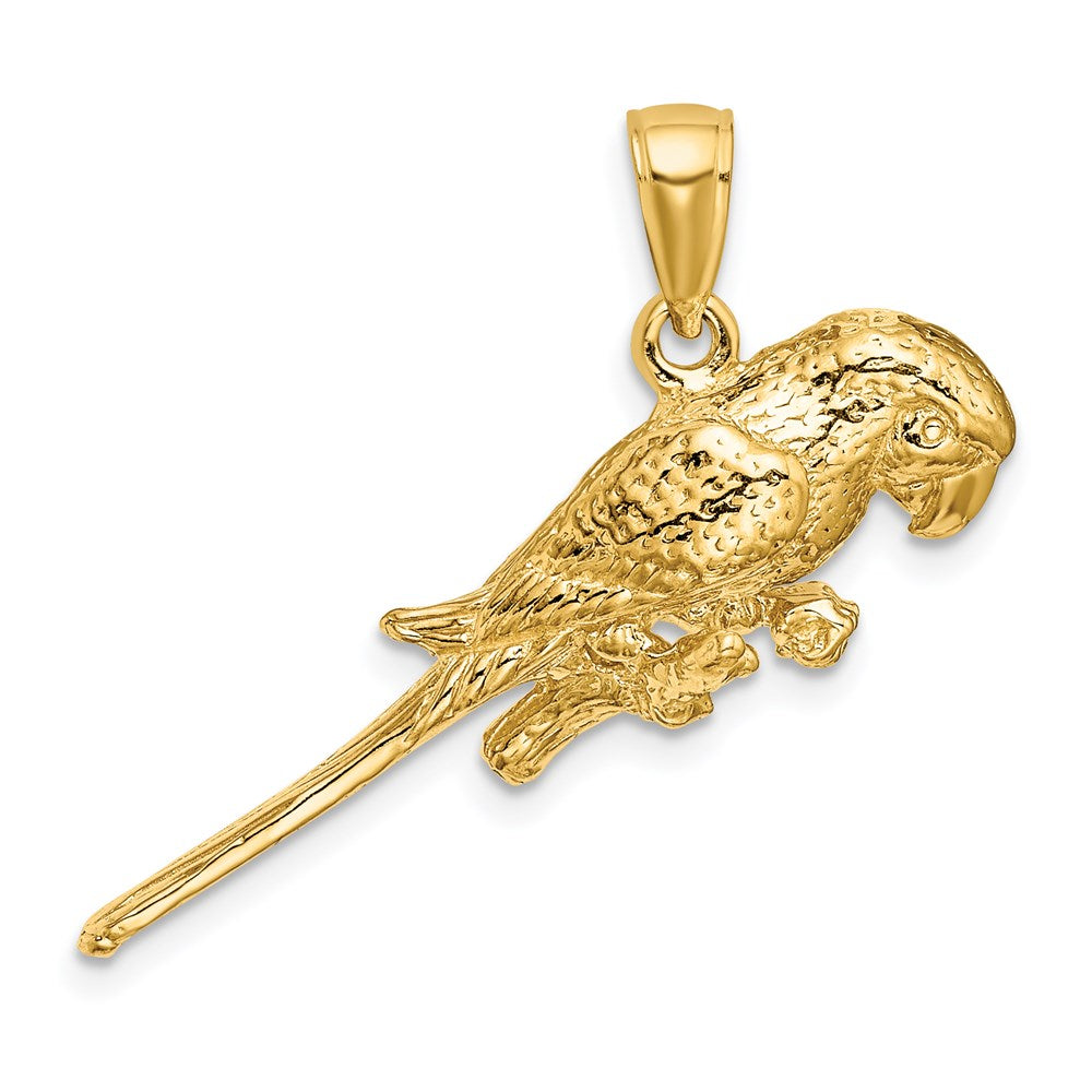 14K Gelbgold 3-D-Papagei-Charm