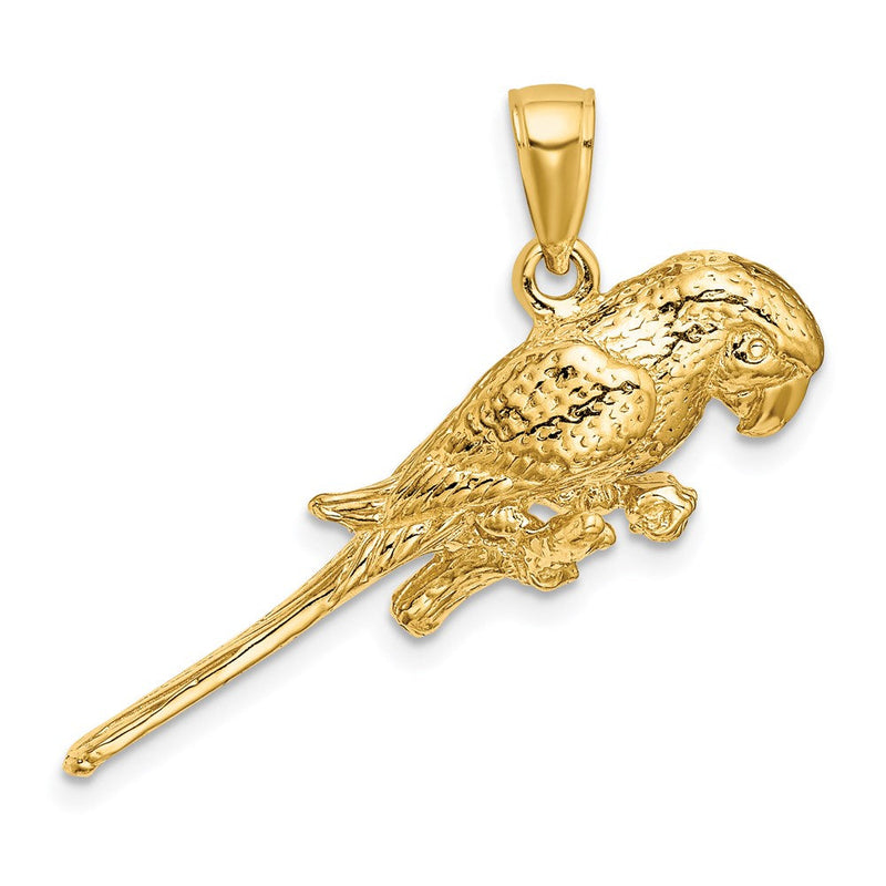 14K Gelbgold 3-D-Papagei-Charm