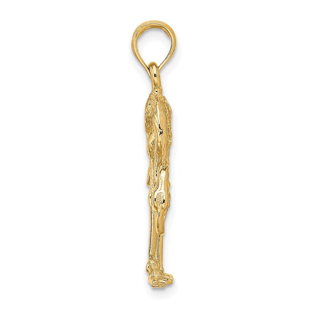 14K Gelbgold 3-D Flamingo-Charm mit Struktur