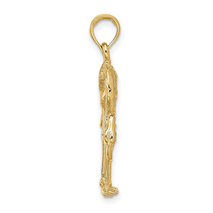 14K Gelbgold 3-D Flamingo-Charm mit Struktur