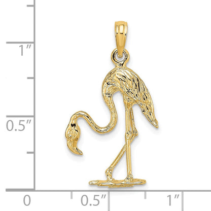 14K Gelbgold 3-D Flamingo-Charm mit Struktur