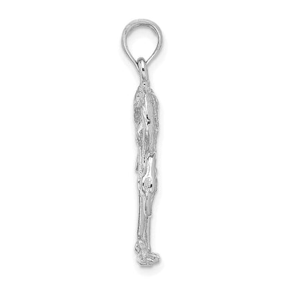14K Weißgold 3-D-strukturierter Flamingo-Charm