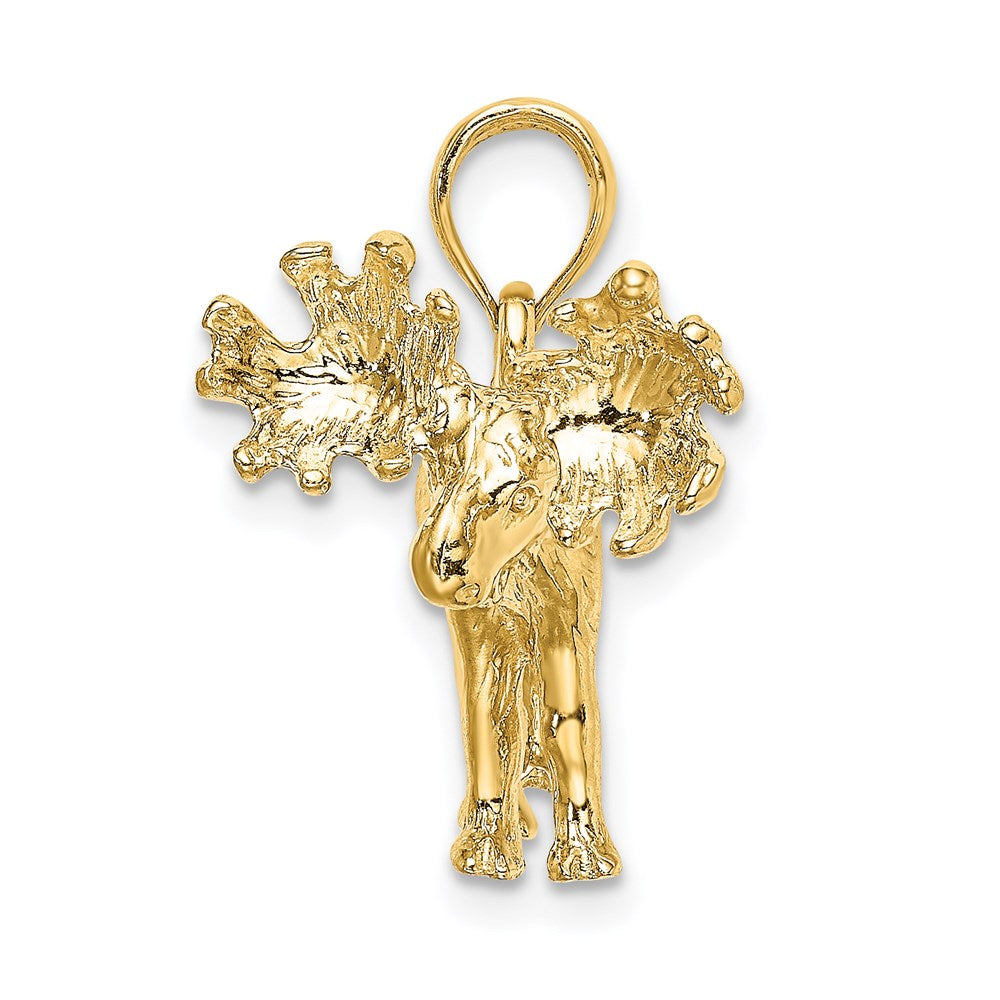 14K Gelbgold 3-D strukturierter Elch-Charm