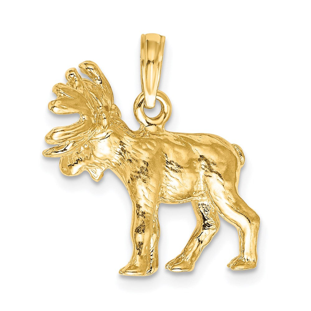 14K Gelbgold 3-D strukturierter Elch-Charm
