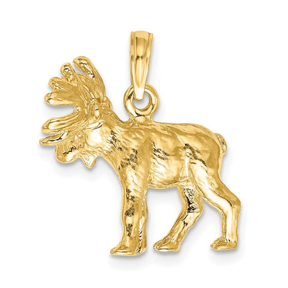 14K Gelbgold 3-D strukturierter Elch-Charm