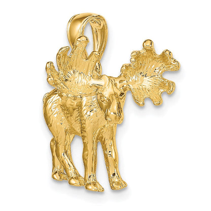 14K Gelbgold 3-D strukturierter Elch-Charm