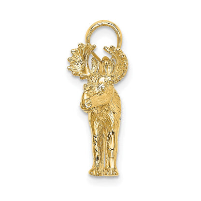 14K Gelbgold 3-D strukturierter Elch-Charm