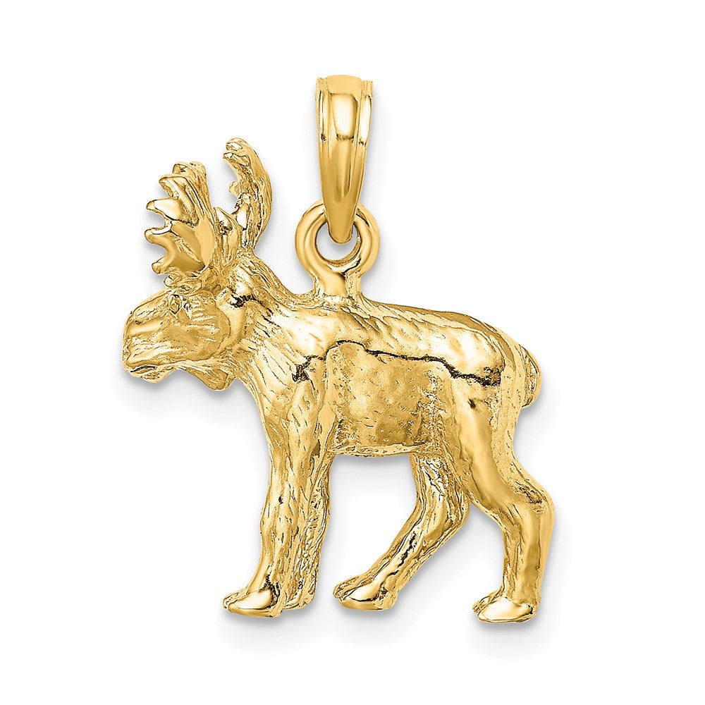 14K Gelbgold 3-D strukturierter Elch-Charm