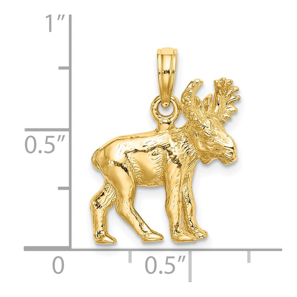 14K Gelbgold 3-D strukturierter Elch-Charm