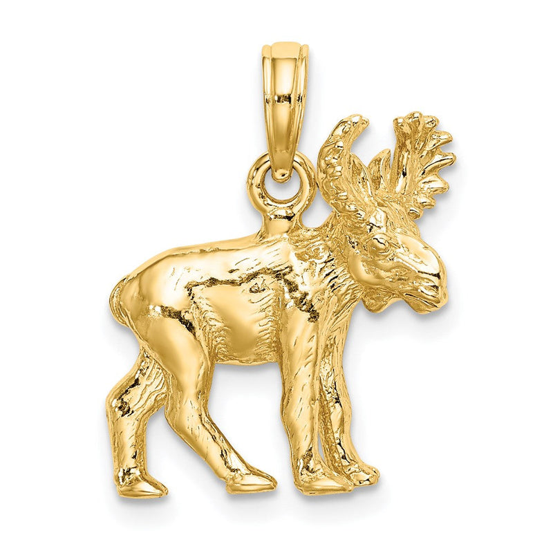 14K Gelbgold 3-D strukturierter Elch-Charm