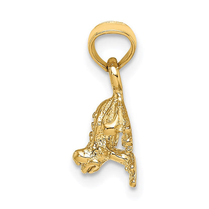 14K Gelbgold 3-d Strukturiert Mini Frosch Zugewandt Down Charm