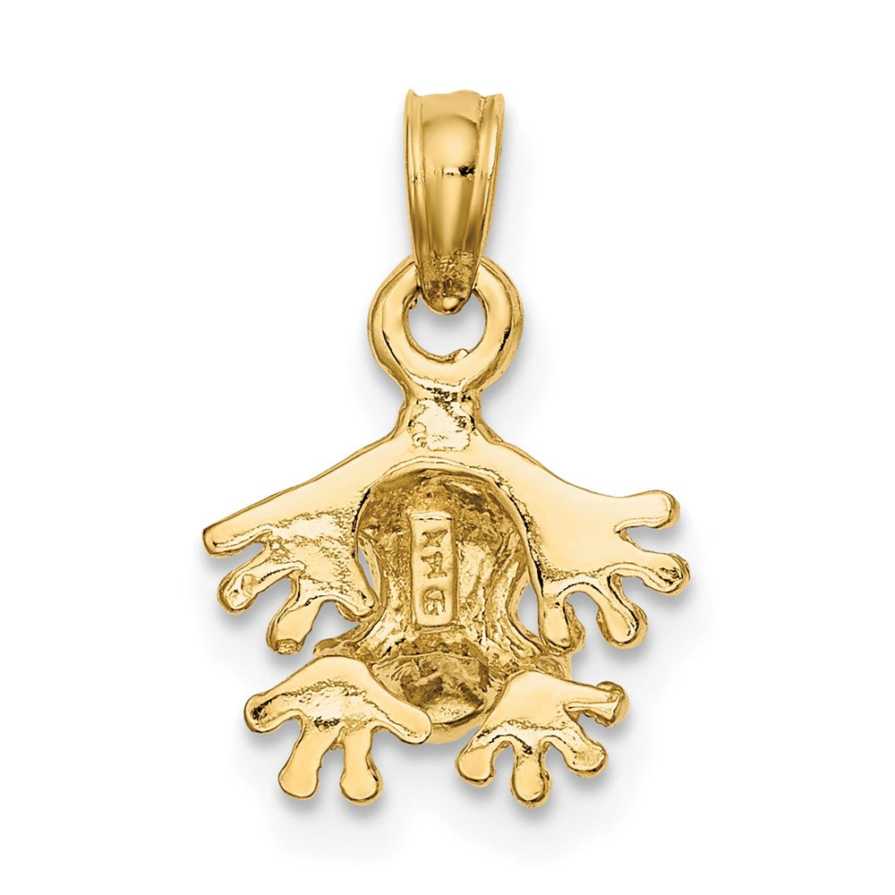 14K Gelbgold 3-d Strukturiert Mini Frosch Zugewandt Down Charm