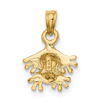 14K Gelbgold 3-d Strukturiert Mini Frosch Zugewandt Down Charm